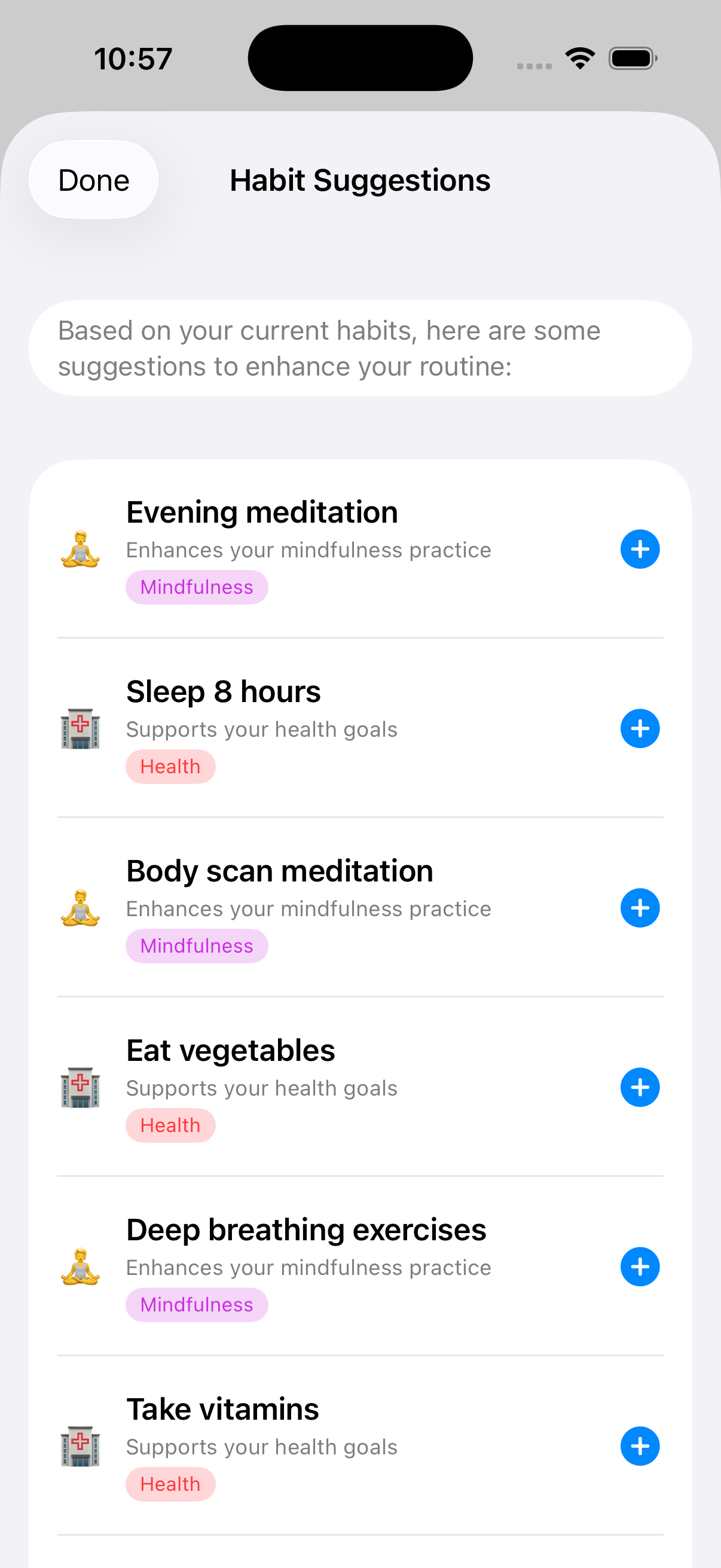 Habit details and streak view